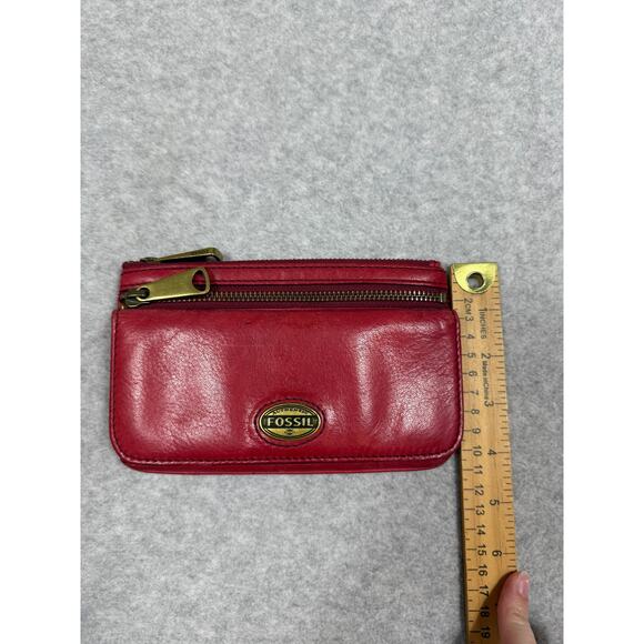 Fossil Red Leather Zipper Wallet - Picture 4 of 15